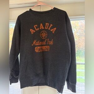 Arcadia Women's Gray and Orange Crew Neck Sweater